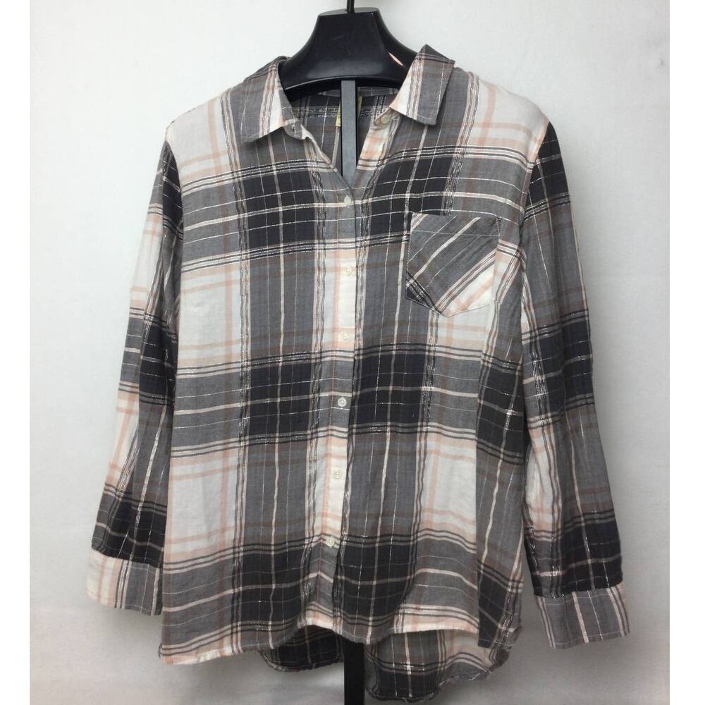 Faded Glory Button Down Plaid Long Sleeve Womens 3XL